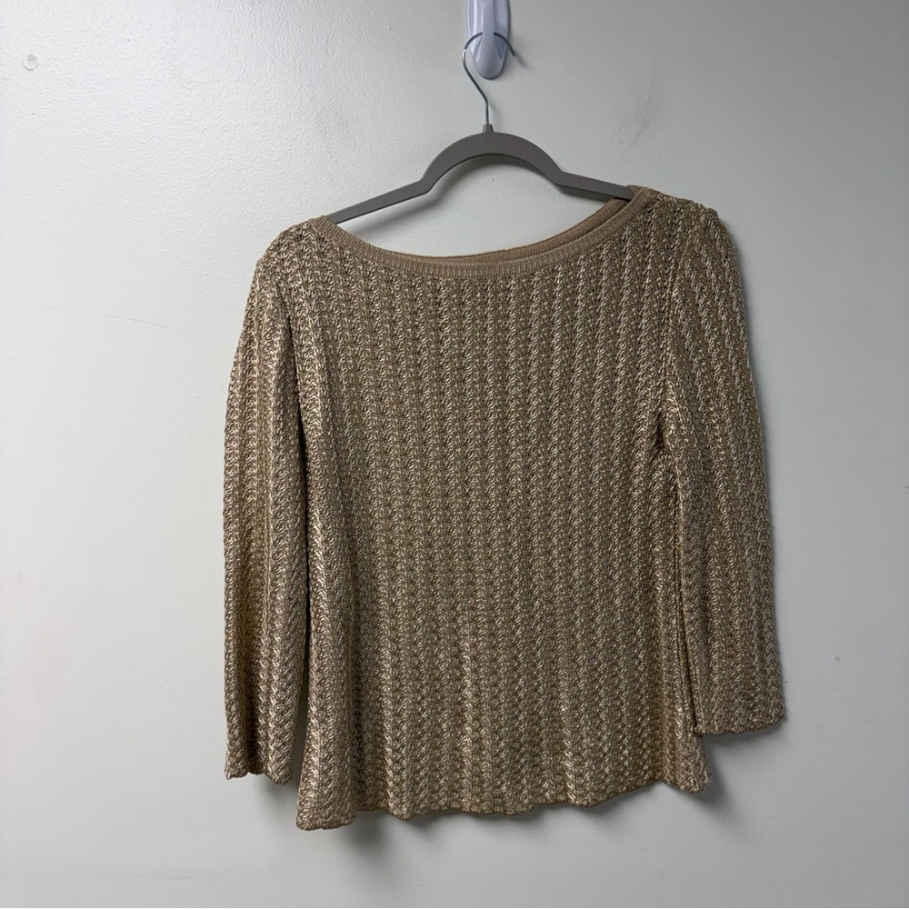 St. John Collection by Marie Gray Gold Knit Top Size 8 - Picture 1 of 3